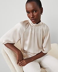 Studio Collection Silk Mock Neck Top carousel Product Image 3