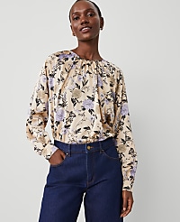 Floral Shirred Raglan Top carousel Product Image 1