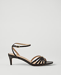 Caged Kitten Heel Leather Sandals carousel Product Image 1