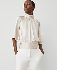 Studio Collection Silk Mock Neck Top carousel Product Image 1