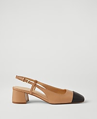 Leather Cap Toe Block Heel Pumps carousel Product Image 1