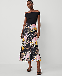 Floral Satin Bias Midi Slip Skirt carousel Product Image 2