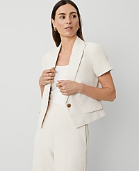 The Petite Short Sleeve Blazer in Fluid Crepe carousel Product Image 1
