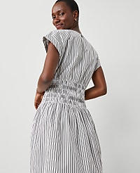 Striped Smocked-Waist Midi Flare Dress carousel Product Image 4