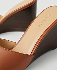 Leather Skinny Strap Leather Wedge Mules carousel Product Image 2