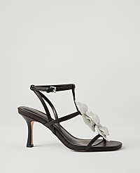 Flower-Embellished Leather Sandals carousel Product Image 1