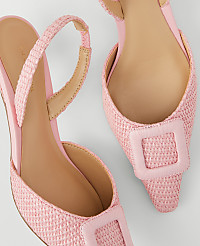 Straw Pointy Toe Buckle Slingback Pumps carousel Product Image 2
