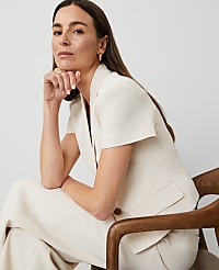 The Petite Short Sleeve Blazer in Fluid Crepe carousel Product Image 3