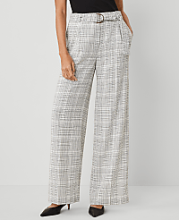 The Belted Pleated Wide-Leg Pant in Plaid carousel Product Image 2