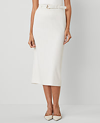 Pinstripe Belted Midi Pencil Skirt carousel Product Image 2