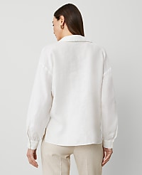 Petite Linen Collared Popover carousel Product Image 2