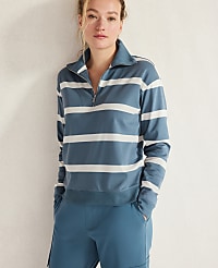 Haven Well Within Organic Cotton Interlock Striped Quarter Zip carousel Product Image 1