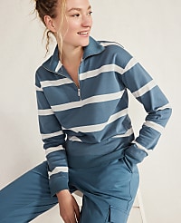 Haven Well Within Organic Cotton Interlock Striped Quarter Zip carousel Product Image 2