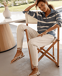 Haven Well Within Organic Cotton Interlock Striped Quarter Zip carousel Product Image 3