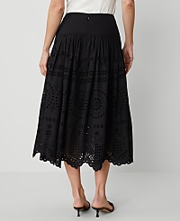 Petite Eyelet Yoke Midi Skirt carousel Product Image 4