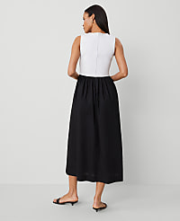 V-Neck Mixed Media Flare Dress carousel Product Image 2