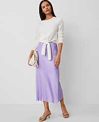 Satin Bias Midi Slip Skirt carousel Product Image 1