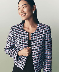 Striped Tweed Cropped Jacket carousel Product Image 1