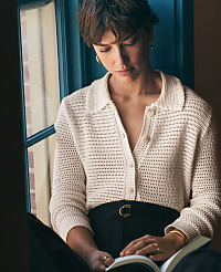 Petite Crochet-Collar Cardigan carousel Product Image 1
