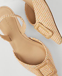 Straw Pointy Toe Buckle Slingback Pumps carousel Product Image 2