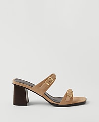 Suede Double Strap Block Heel Sandals carousel Product Image 1