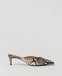 Snake Print Nip Toe Kitten Heel Mule Pumps carousel Product Image 1