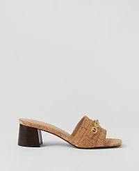Cork Chain Flare Block Heel Sandals carousel Product Image 1