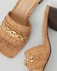 Cork Chain Flare Block Heel Sandals carousel Product Image 2