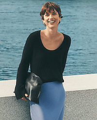 Ribbed Scoop Neck Sweater carousel Product Image 1