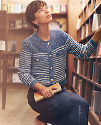 Denim Striped Sweater Jacket carousel Product Image 1