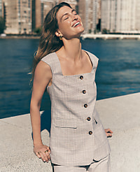 Petite Plaid Square Neck Vest carousel Product Image 1