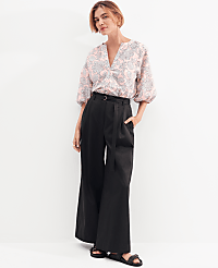 Petite Weekend Collection Belted Wide-Leg Ankle Pant carousel Product Image 1
