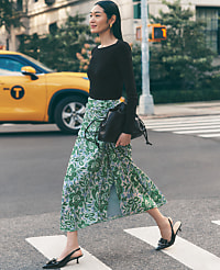Petite Floral Ruched Midi Skirt carousel Product Image 1