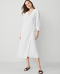 Petite Dotted Wrap Midi Dress carousel Product Image 1