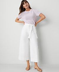 The Petite Belted Cropped Palazzo Pant in Poplin carousel Product Image 1