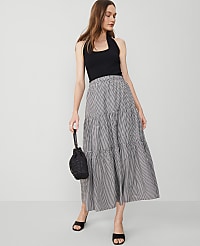 Gingham Taffeta Tiered Skirt carousel Product Image 1