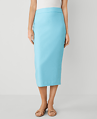 Linen Blend Clean Midi Skirt carousel Product Image 2