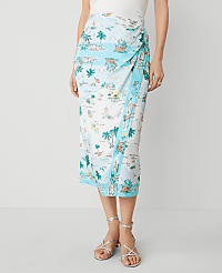 Petite Map Print Wrap Skirt carousel Product Image 3