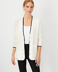 Tipped V-Neck Sweater Blazer carousel Product Image 3