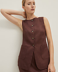The Long Crew Neck Vest in Linen Blend carousel Product Image 1