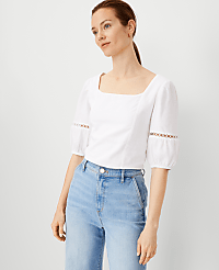 Petite Square Neck Puff Sleeve Top carousel Product Image 1