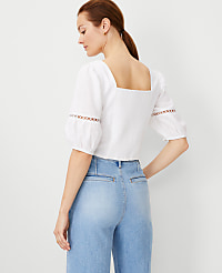 Petite Square Neck Puff Sleeve Top carousel Product Image 2