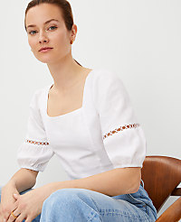Petite Square Neck Puff Sleeve Top carousel Product Image 3