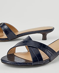 Embossed Crossover Slingback Kitten Heel Sandals carousel Product Image 2