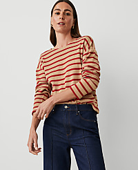 Petite Weekend Collection Stripe Relaxed Long Sleeve Top carousel Product Image 1