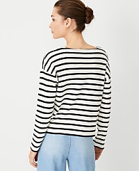 Petite Weekend Collection Stripe Relaxed Long Sleeve Top carousel Product Image 2