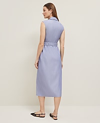 The Petite Belted Blazer Wrap Dress in Pinstripe carousel Product Image 2