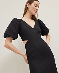 Petite Linen Blend Cutout Dress carousel Product Image 1
