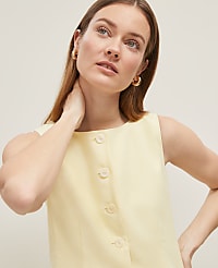 Petite Linen Blend Long Vest carousel Product Image 4
