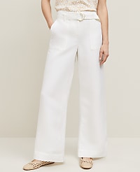 The Petite Belted Wide-Leg Pant in Linen Blend carousel Product Image 2